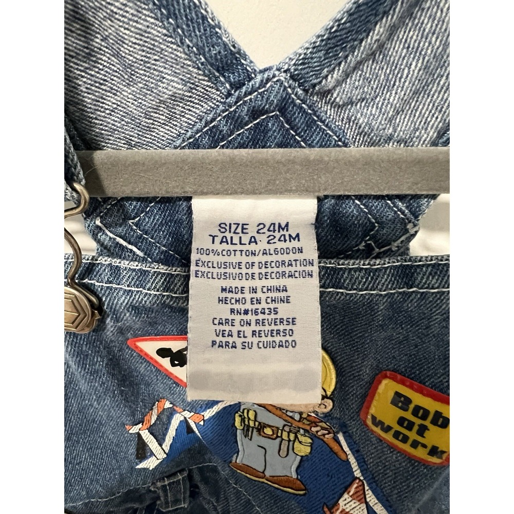 Vintage Bob The Builder Denim Bib Overalls Shorts - 24 Months - Nick Jr 90s Y2K - Picture 6 of 7